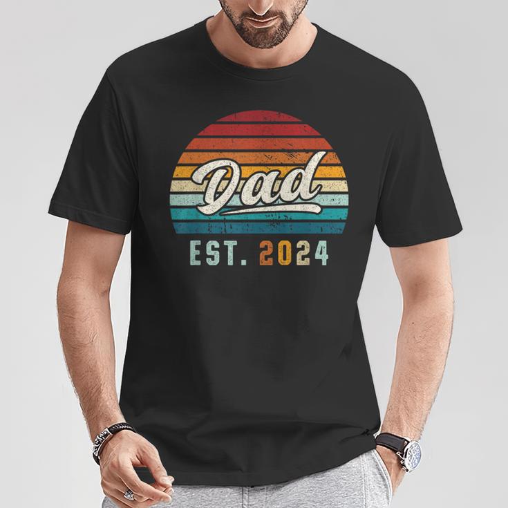 Dad Est 2024 Ersteratertag Frischgebackener Papa T-Shirt Lustige Geschenke