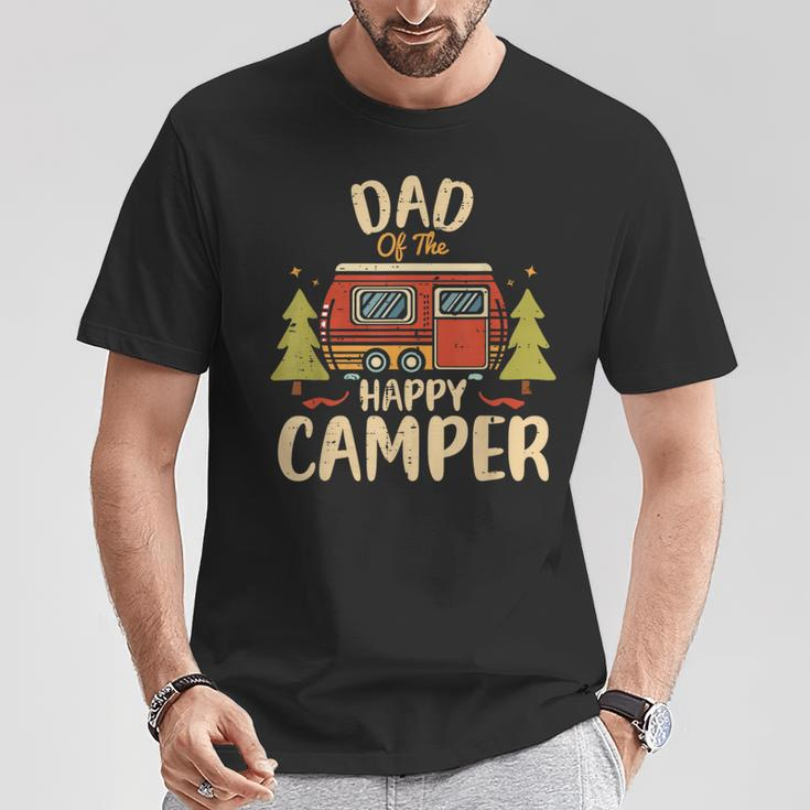 Dad Of Happy Camper 1St Birthday Party Retro Dad T-Shirt Unique Gifts