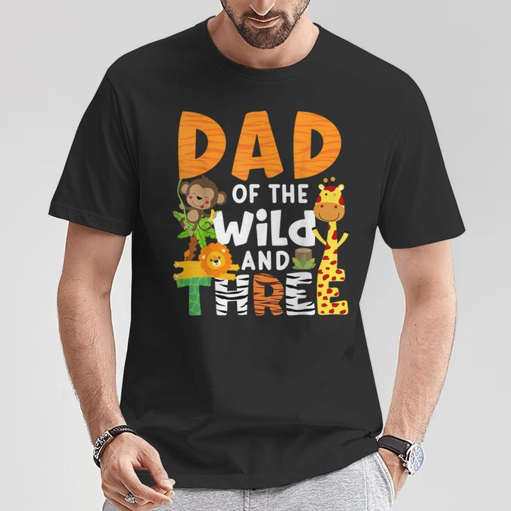 Dad Of The Wild And 3 Three Jungle Zoo Theme Birthday Safari T-Shirt Funny Gifts