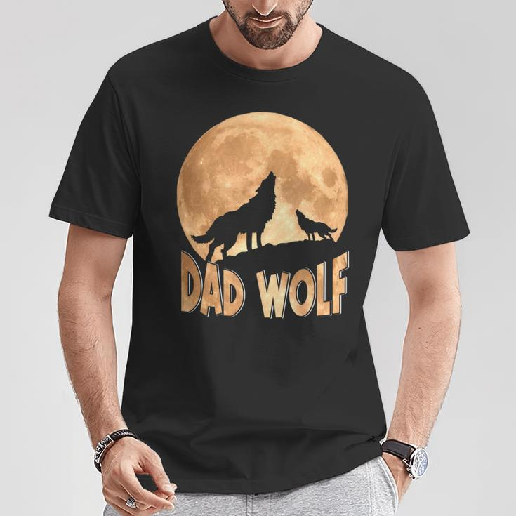 Dad Wolf Happy Father's Day Matching Wolf Lover T-Shirt Unique Gifts