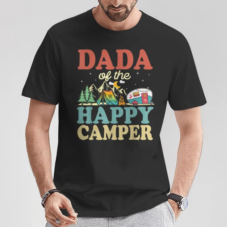Dada Of The Happy Camper First Birthday Camping Family T-Shirt Personalized Gifts