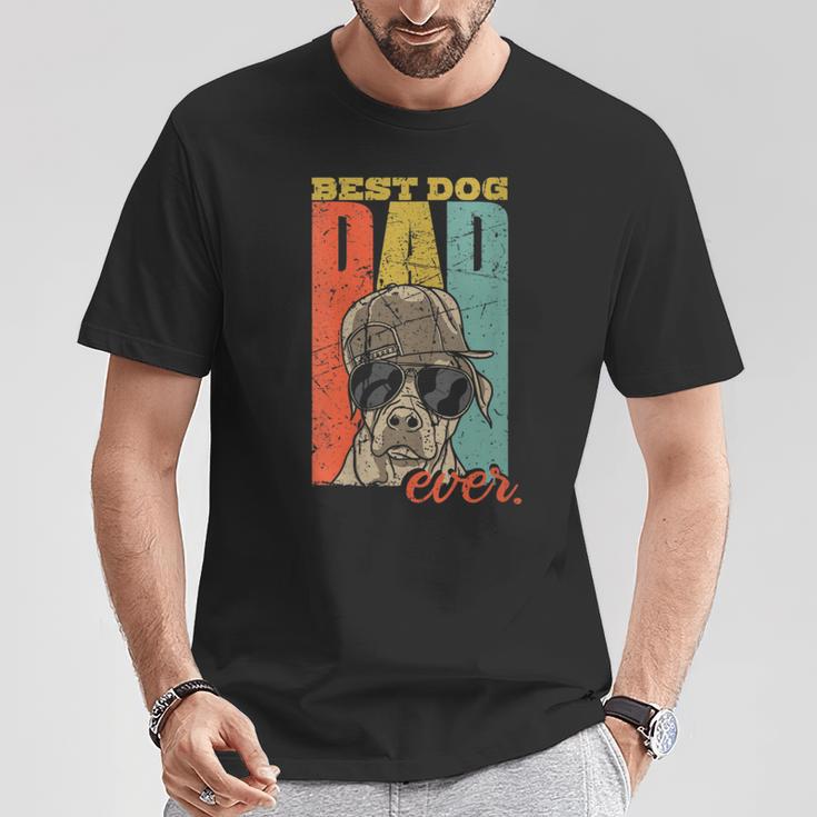 Damen Best Dog Dad Ever Hundepapa Hund Papa Mit-Ausschnitt T-Shirt Lustige Geschenke