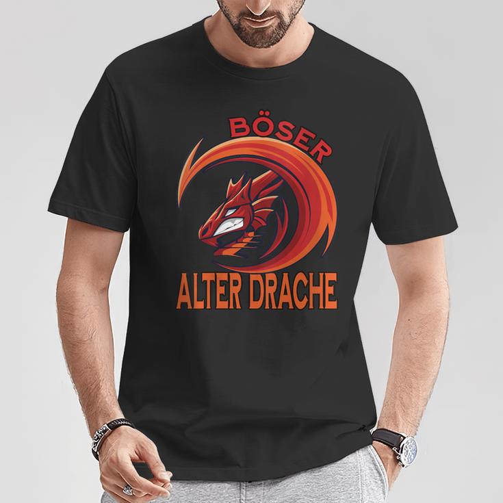 Damen Böser Alter Drache Lustiger Totenkopf Skull Papa Mit-Ausschnitt T-Shirt Lustige Geschenke