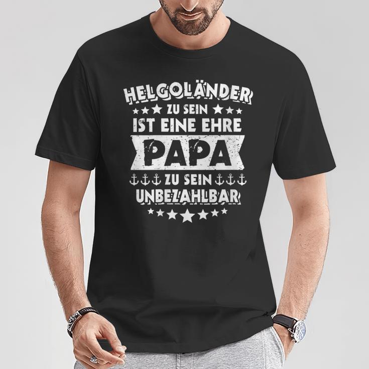 Damen Helgoländer Papa Sprüche Geburt Nordsee Helgoland Mit-Ausschnitt T-Shirt Lustige Geschenke