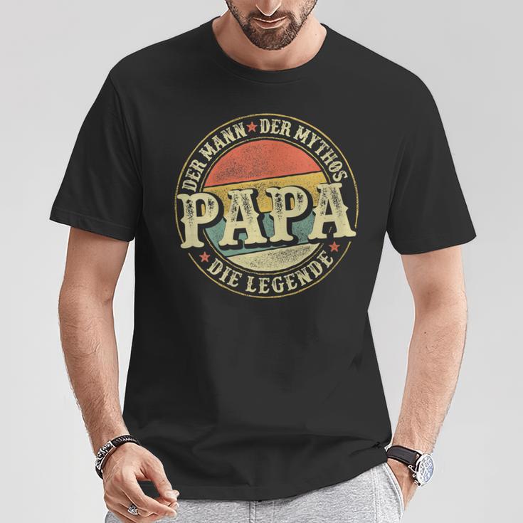 Damen Herrenintage Papa Der Mann Der Mythos Die Legendeatertag Mit-Ausschnitt T-Shirt Lustige Geschenke