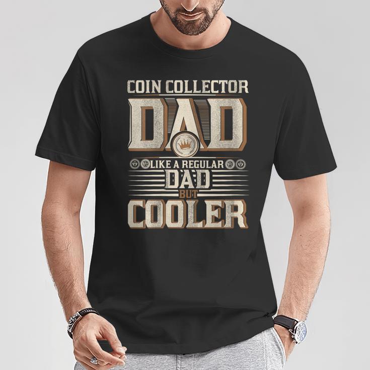 Damen Lustiger Münzsammler Papa Numismatik Münzen Sammeln Mit-Ausschnitt T-Shirt Lustige Geschenke