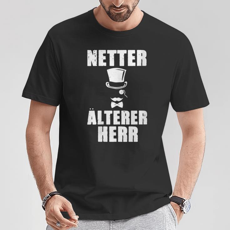 Damen Netter Älterer Herrater Papa Opa Geschenk Gentleman Mit-Ausschnitt T-Shirt Lustige Geschenke