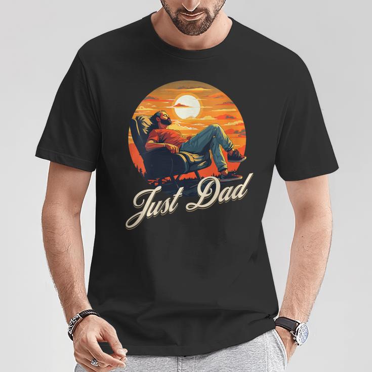 Damen Papa Chillen Und Entspannen Sie Sich Im Sonnenuntergang Mit-Ausschnitt T-Shirt Lustige Geschenke