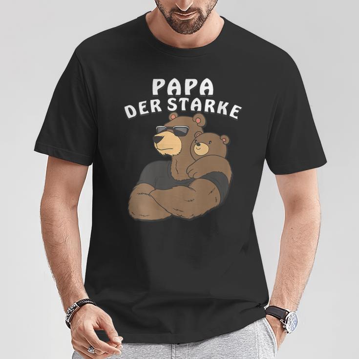 Damen Papa Der Starkeater Familie Bär Papabear Papa Mit-Ausschnitt T-Shirt Lustige Geschenke