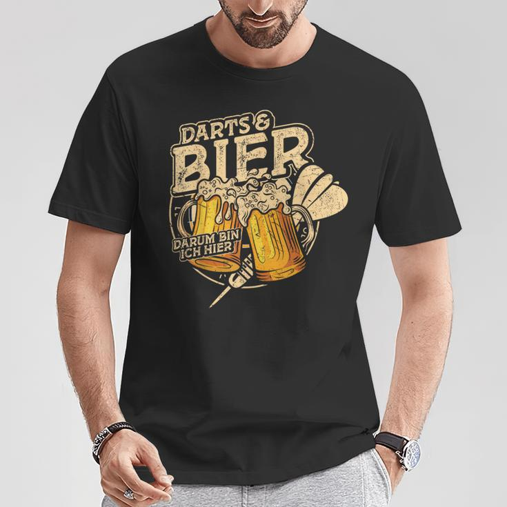 Darts Und Bier Darum Bin Ich Hier Dartspieler Dart T-Shirt Lustige Geschenke