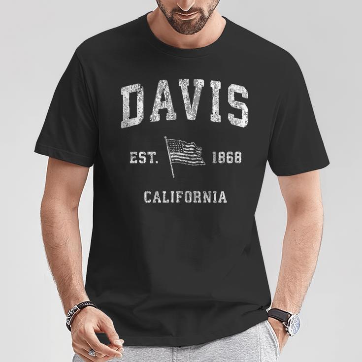 Davis California Ca Vintage Us Flag Sports T-Shirt Unique Gifts