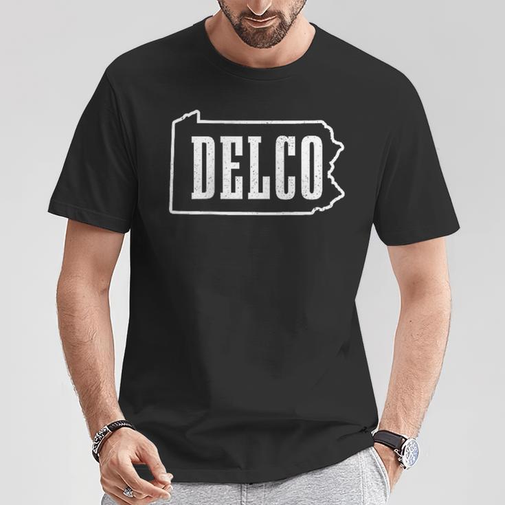 Delco Delaware County Map Pride Pennsylvania Vintage T-Shirt Unique Gifts