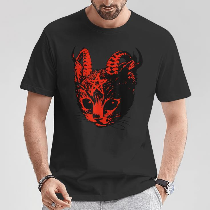 Devil's Satan Demons Kitten Pentagram Cat T-Shirt Lustige Geschenke