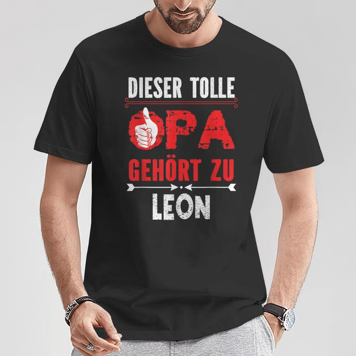 Dieser Tolle Opa Gegehört Zu Leon Opi German Langu T-Shirt Lustige Geschenke