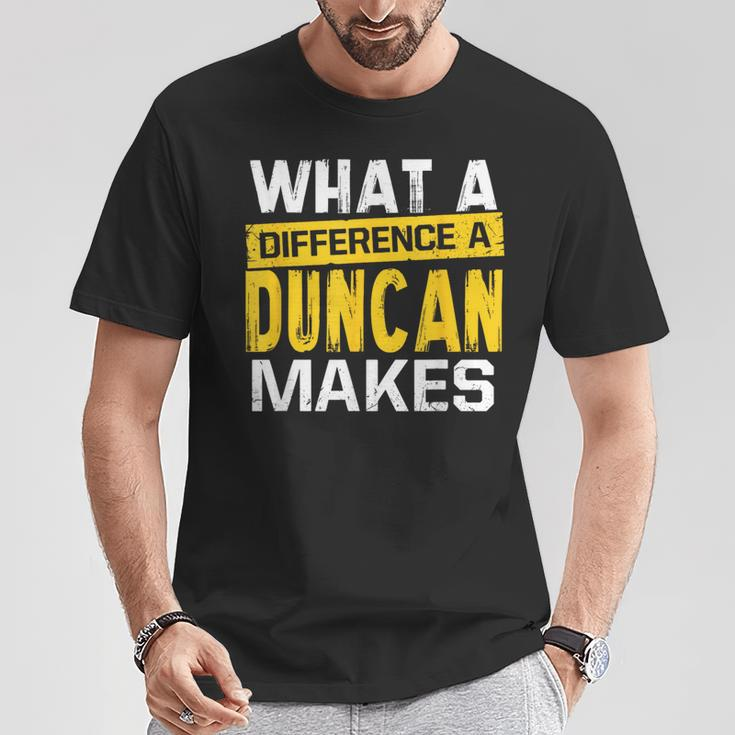 What A Difference A Duncan Makes Name Duncan T-Shirt Funny Gifts