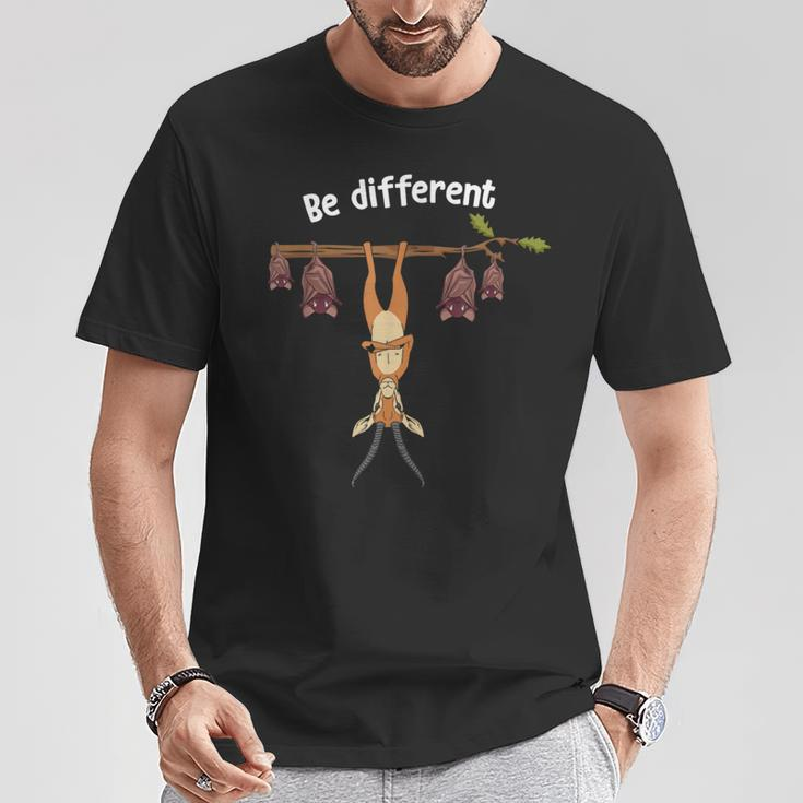 Be Different Cute Antelope With Bats Hanging On Tree T-Shirt Unique Gifts