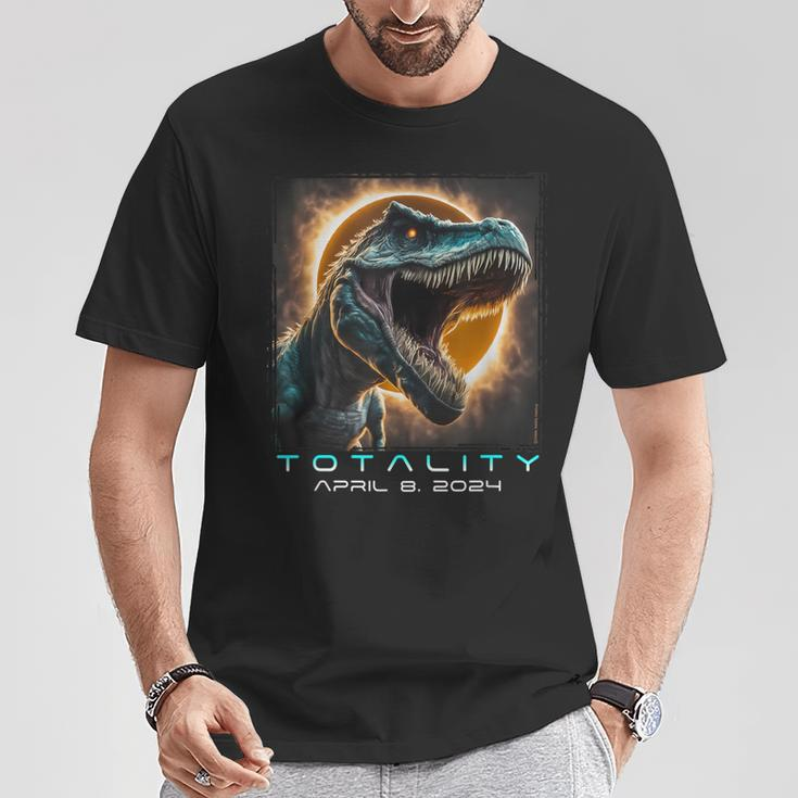 Dinosaur T-Rex Totality April 8 2024 Total Solar Eclipse T-Shirt Unique Gifts