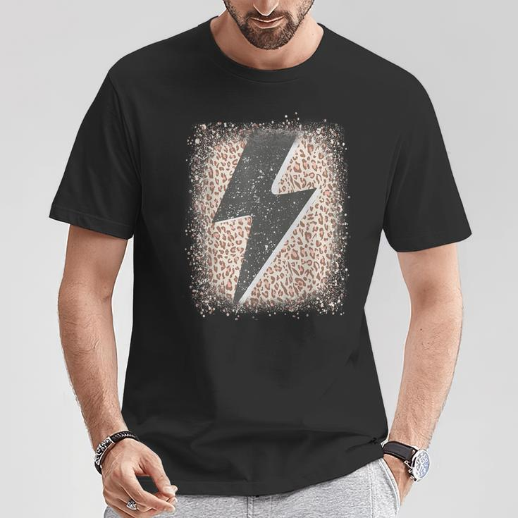Distressed Thunder Leopard Cheetah Print Lightning Bolt T-Shirt Unique Gifts