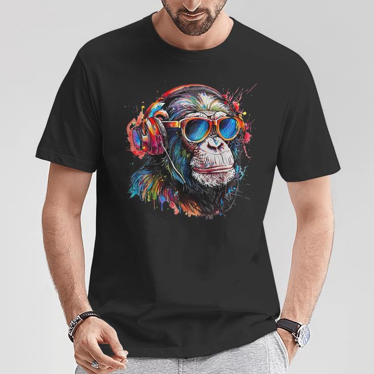 Dj Monkey Affen Mit Sonnenbrille Geschenkidee Affe Musik T-Shirt Lustige Geschenke