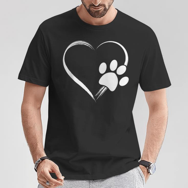 Dog Paw Print Heart For Mom For Dad T-Shirt Unique Gifts