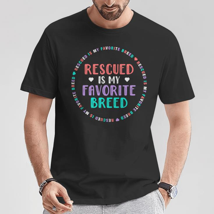 Dog Rescue For Girls Rescued Is My Favorite Breed T-Shirt Unique Gifts