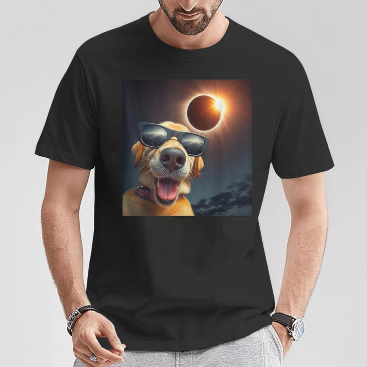 Dog Selfie Solar Eclipse Wearing Glasses Dog Lovers T-Shirt Unique Gifts