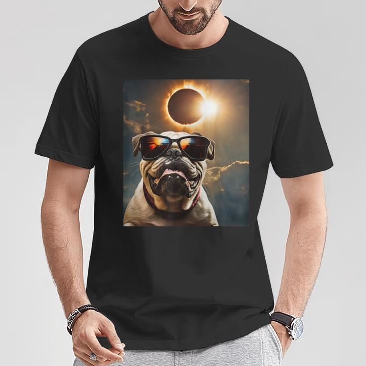 Dog Taking A Selfie With Solar 2024 Eclipse Wearing Glasses T-Shirt Unique Gifts