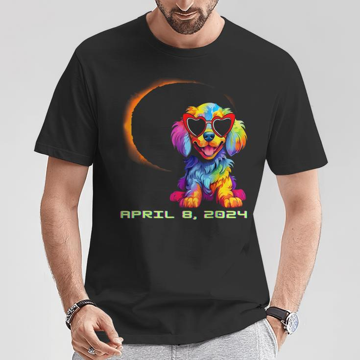 Dog Wearing Solar Glasses Eclipse Colorful Puppy Love Dog T-Shirt Unique Gifts