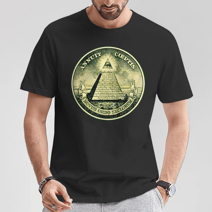 Dollar All-Seeing Eye Symbol Masonic Pyramid Triangle T-Shirt Unique Gifts
