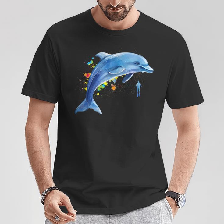 Dolphin Diver Whales Tümmler Dolphin T-Shirt Lustige Geschenke