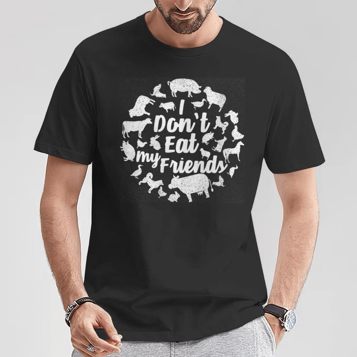 I Don't Eat My Friends Eat Vegan Food T-Shirt Unique Gifts
