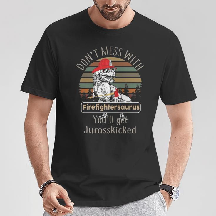 Don't Mess With Firefightersaurus Firefighter T-Shirt Unique Gifts