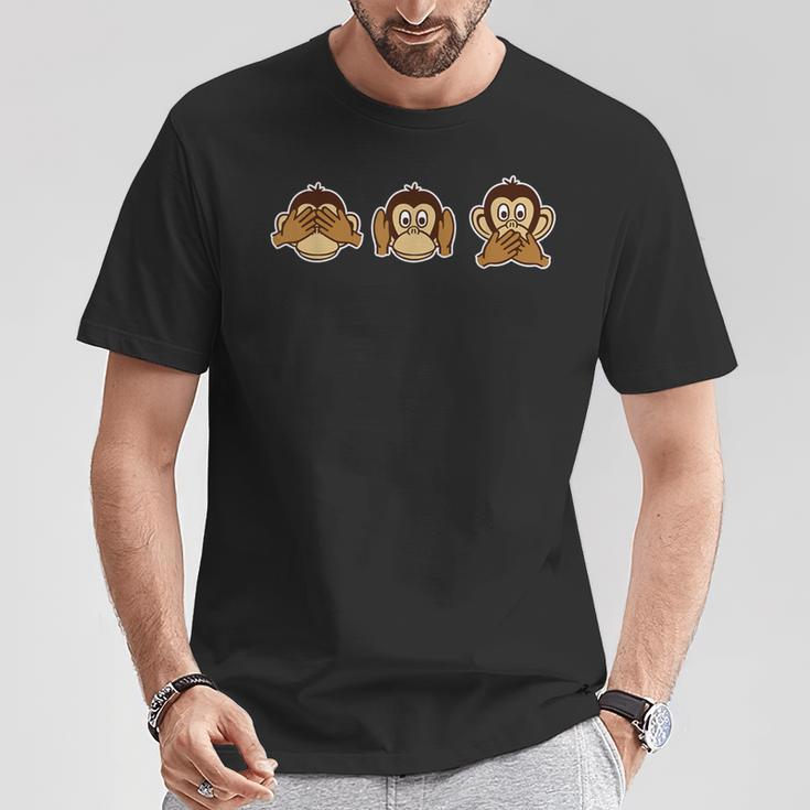 Drei Wise Monkeys Black S T-Shirt Lustige Geschenke