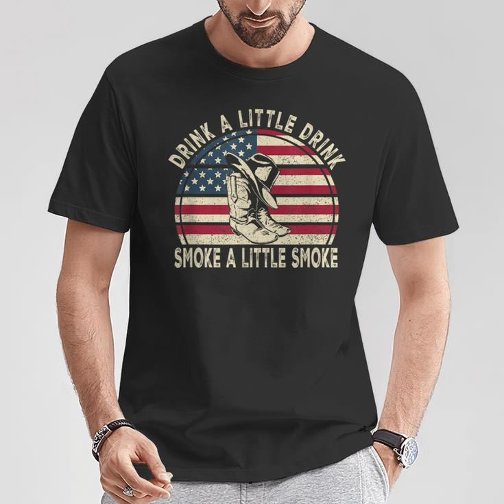Drink A Little Drink Smoke A Little Smoke Retro Cowboy Hat T-Shirt Personalized Gifts