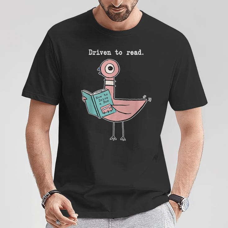 Driven To Read Pigeon Library Reading Books Reader T-Shirt Personalized Gifts