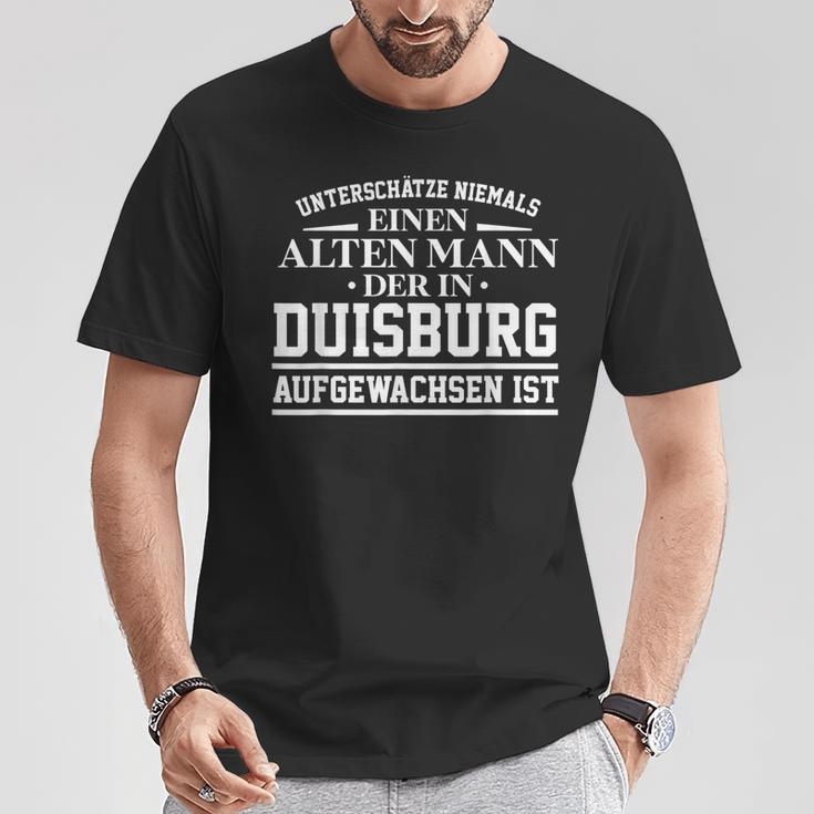 Duisburg Underschätze Nie Einen Alten Mann T-Shirt Lustige Geschenke