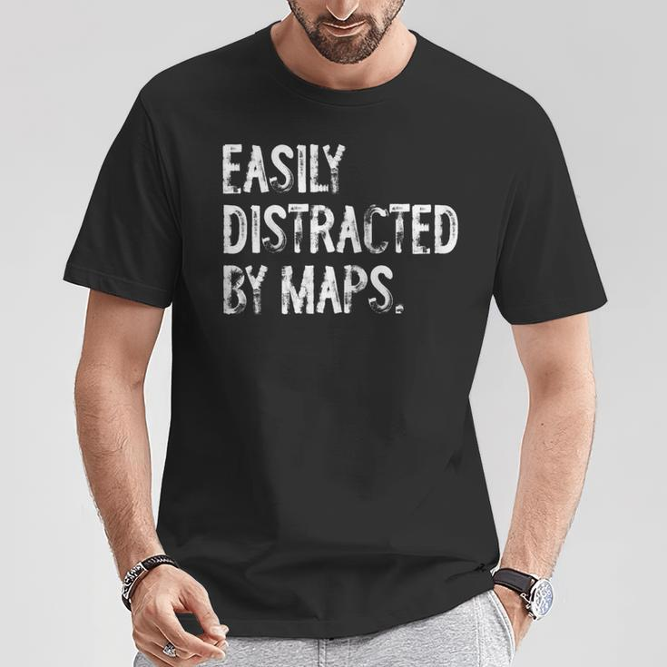 Easily Distracted By Maps Geography T-Shirt Unique Gifts