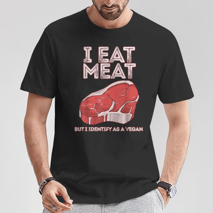 I Eat Meat But I Identify As A Vegan Vintage Steak Graphic T-Shirt Unique Gifts