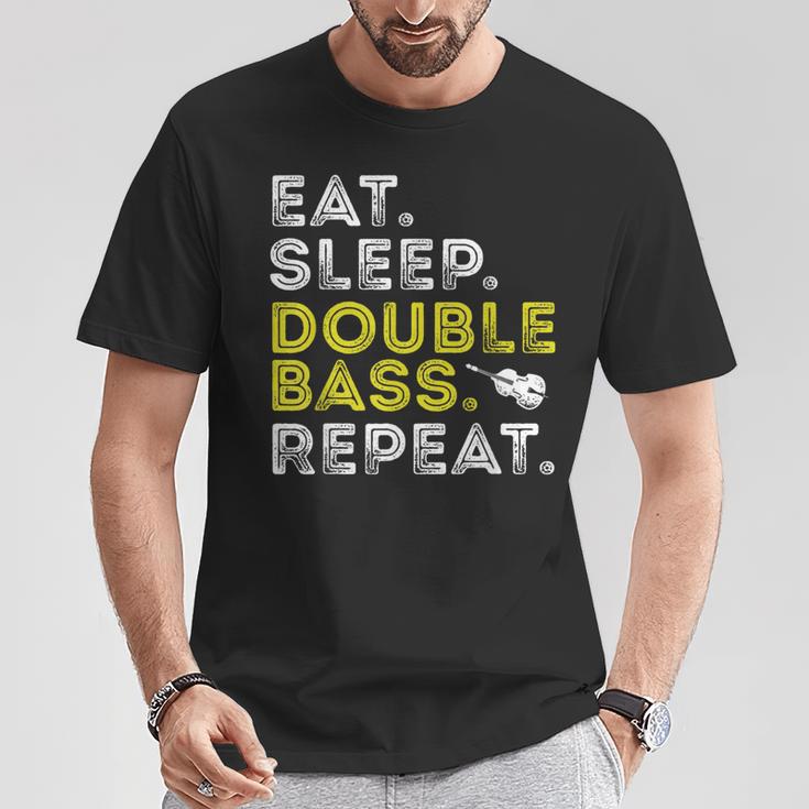 Eat Sleep Double Bass Upright Bass Instrument T-Shirt Unique Gifts