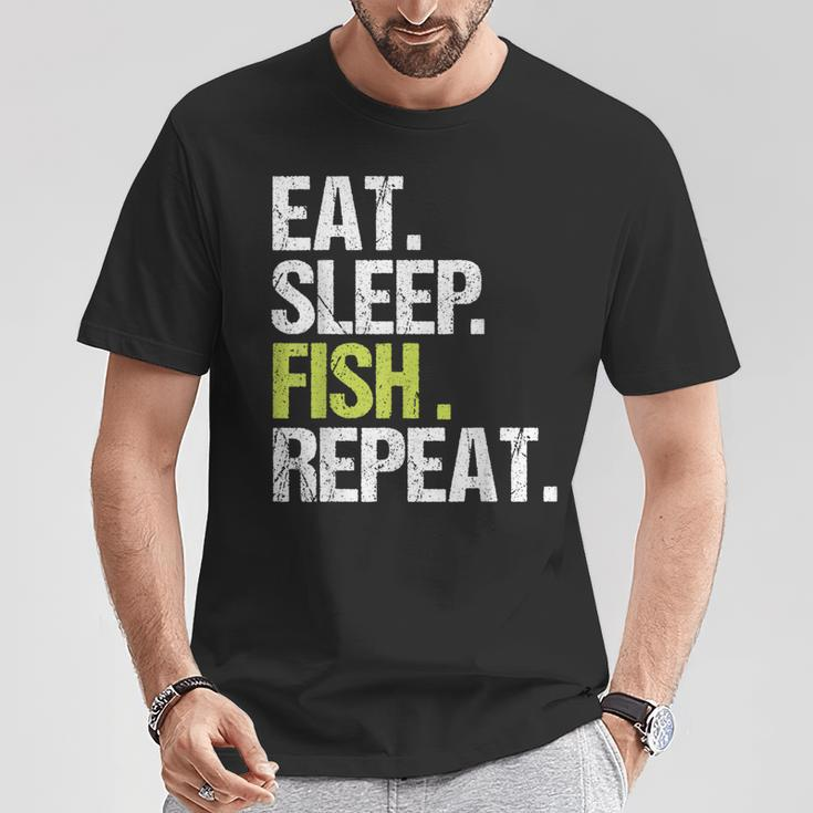 Eat Sleep Fish Repeat Fishing Fisherman Angling T-Shirt Unique Gifts