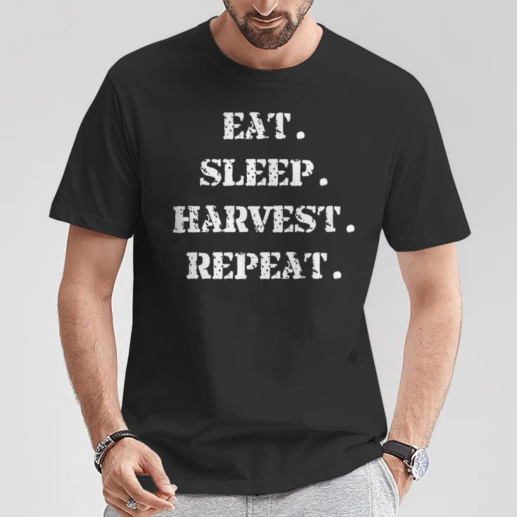 Eat Sleep Harvest Repeat Joke Farmer T-Shirt Unique Gifts