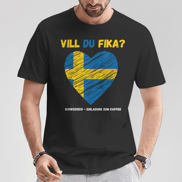 Einladung Um Kaffee Sweden Text German Language T-Shirt Lustige Geschenke