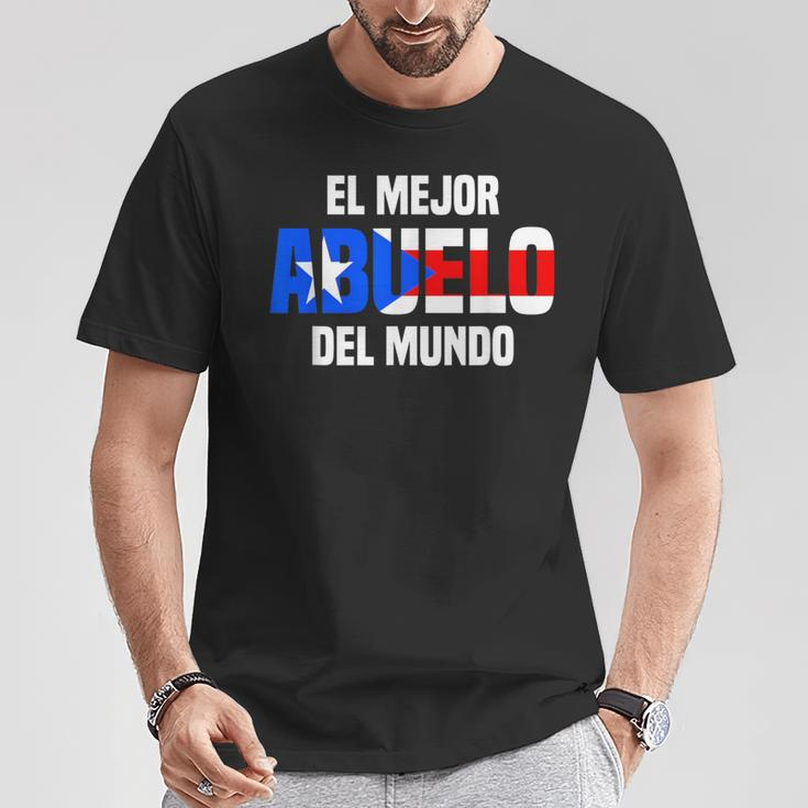 El Mejor Abuelo Del Mundo Abuelo Puerto Rico Flag T-Shirt Unique Gifts