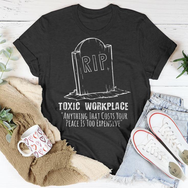 Employment Rest In Peace Job Rip Toxic Workplace Resignation T-Shirt Unique Gifts