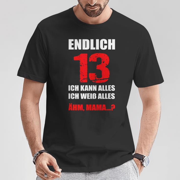 Endlich 13 Ich Kann Alles Ich Weiß Alles 13Th Birthday T-Shirt Lustige Geschenke