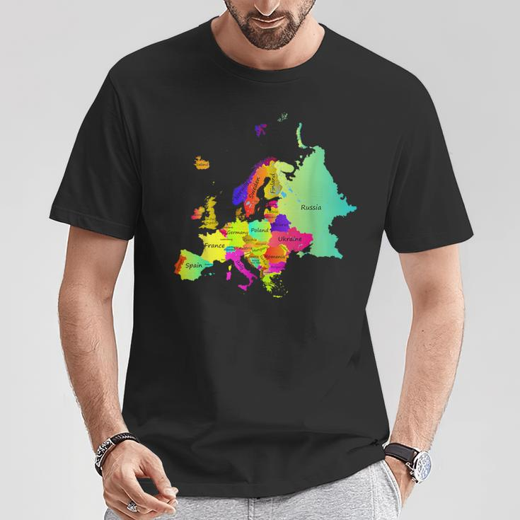 Europe Map With Boundaries And Countries Names T-Shirt Funny Gifts