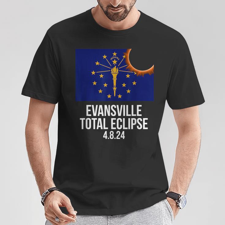 Evansville Indiana Eclipse 2024 Evansville Indiana Flag T-Shirt Unique Gifts