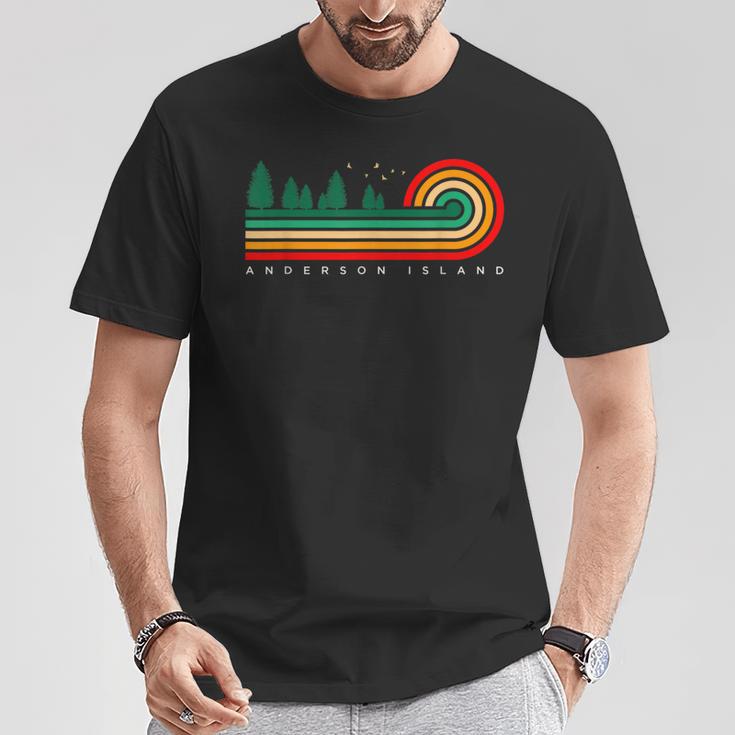 Evergreen Vintage Stripes Anderson Island Washington T-Shirt Unique Gifts