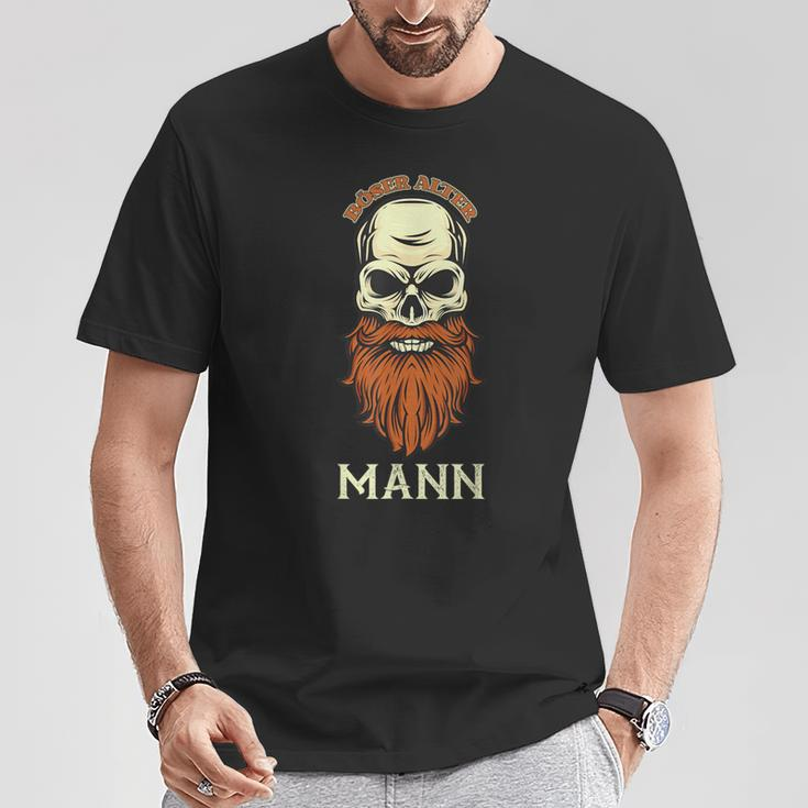 Evil Old Man Skull Viking Skull Dad Grandpa T-Shirt Lustige Geschenke