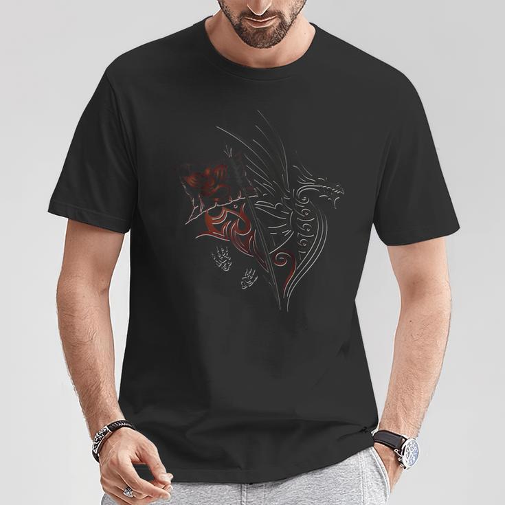 Fantasy Dragon Wings Flag Dragon Tribal Tattoo T-Shirt Lustige Geschenke